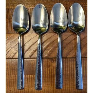 Wallace Continental Hammered Handle Set of 4 Dinner Spoons 18/10 Stainless Steel